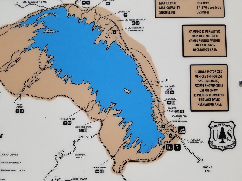 Lake Davis map with Lake Davis Trail shown.