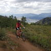 You can see Pineview Reservoir in the background when riding the Brim Trail.