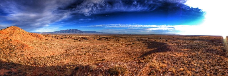 View of some of the narrow singletrack. Part of the Mariposa Fat Bike Loop, Rio Rancho New Mexico.