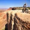 Susan Bryan riding the fatty on Gooseberry Mesa UT