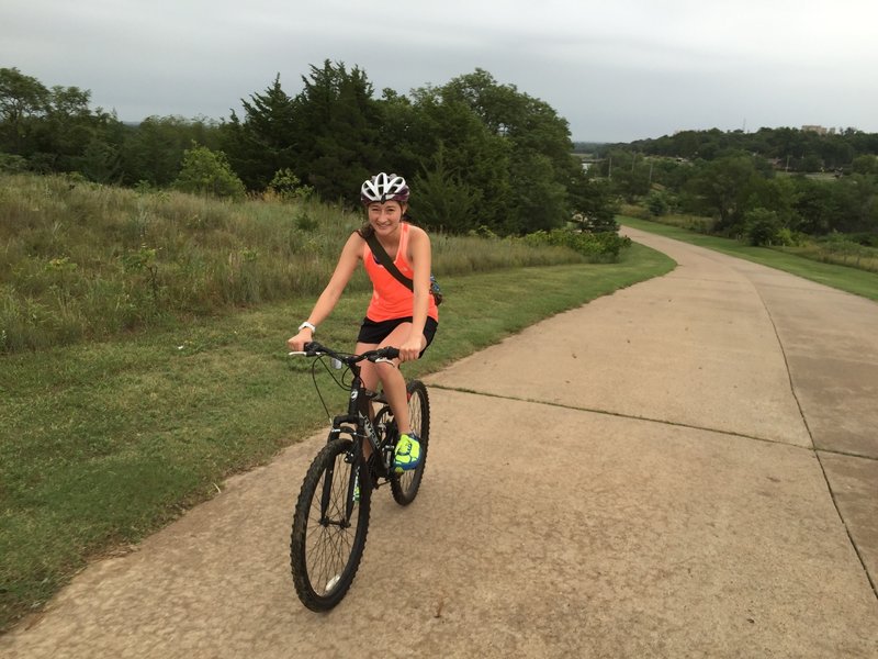 Riding up the access road to the top of Indian Rock Park.