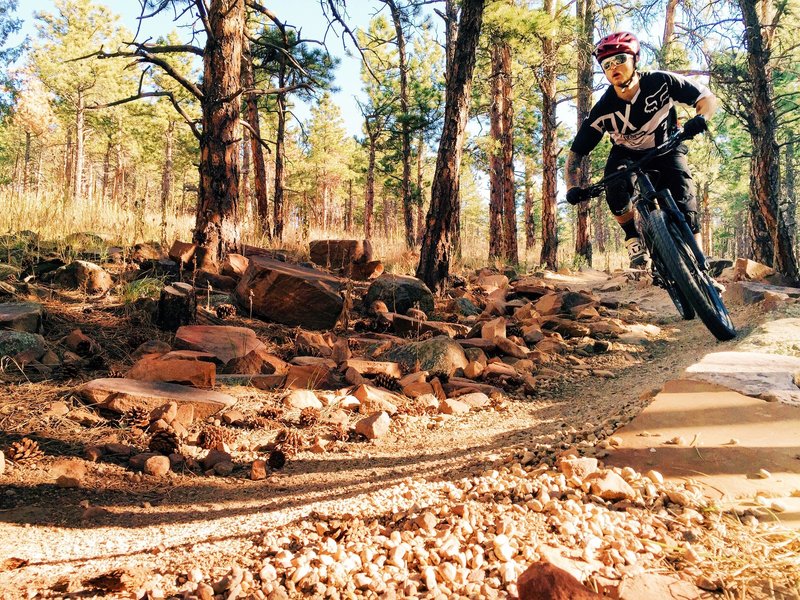 Heil has some great flowy berms that you can rail on the way down.