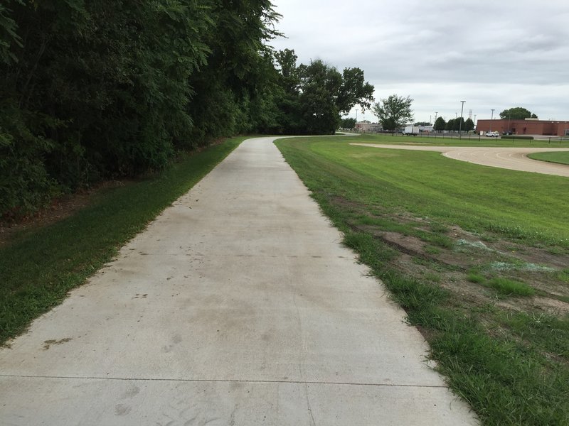 The path connects neighborhoods to Lakewood park and the levee trail via some sidewalks