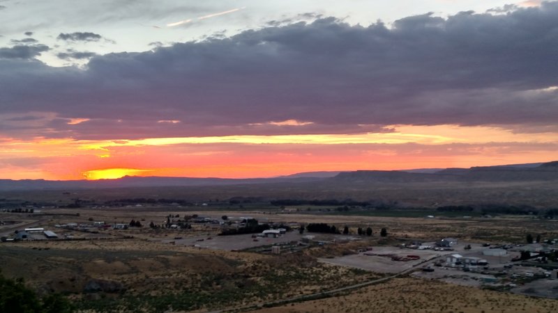 The view from top, right before the descent, looking out over the Rangely oil fields.