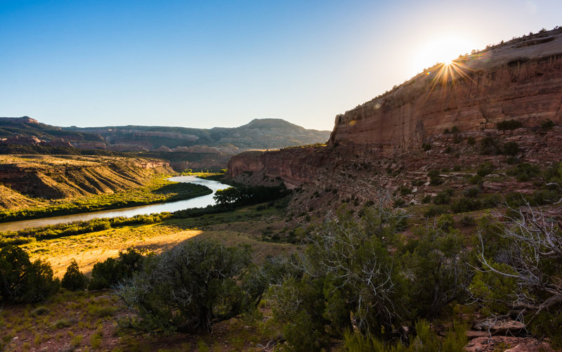 Sunset over the Colorado on Rustler's Loop Trail.  This photo is looking toward the start of Rattlesnake Canyon.