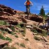 Picking my way through sandstone cliffs along the Commando Run Connector.