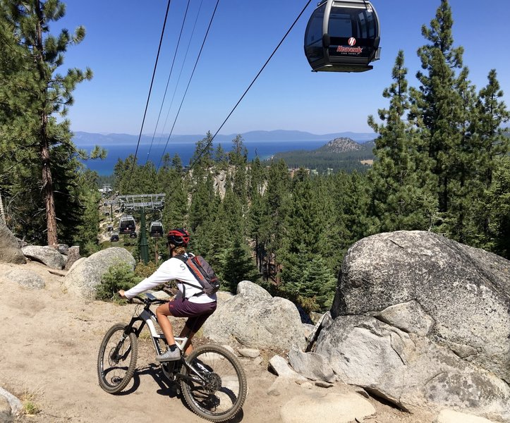 Riding the Cal-Neva Loop under the Heavenly Gondola