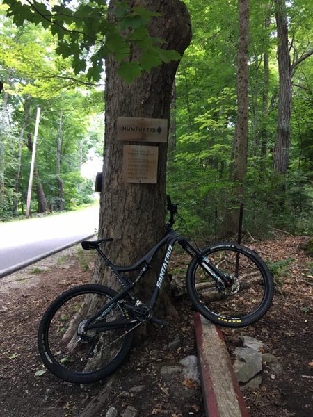 Entrance to Humphrey's (lower trail) off the Dorset West Road.