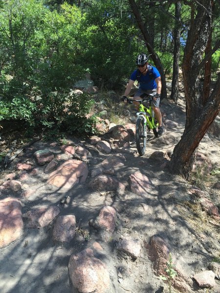 Heading down one of most technical sections of trail!