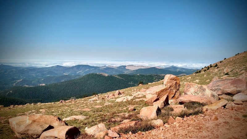 View westward from S. Almagre Peak toward Cripple Creek mine.