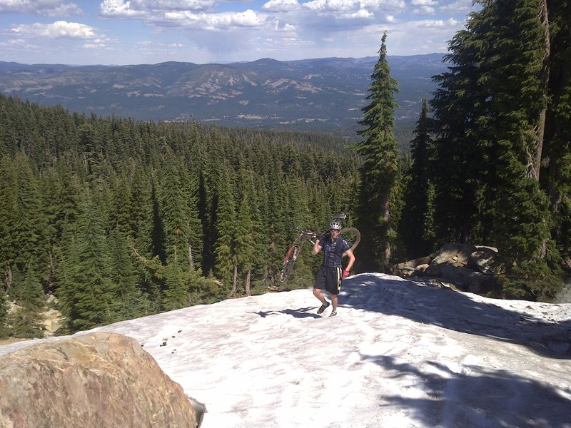 Snow on the north face near the top of Mt. Elwell.