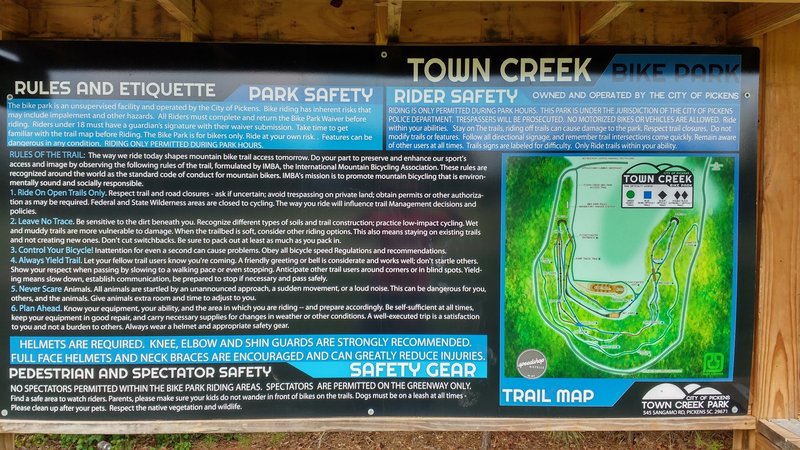 Park rules and map sign.