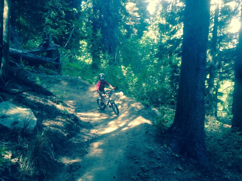 A true fixed gear rider on his first day of singletrack and bermed turns.