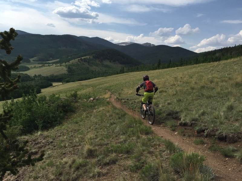 Downhill into the valley.