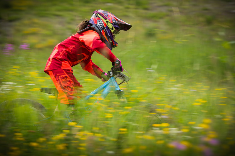 A young ripper puts the finishing touches on their race run on Luvin It.