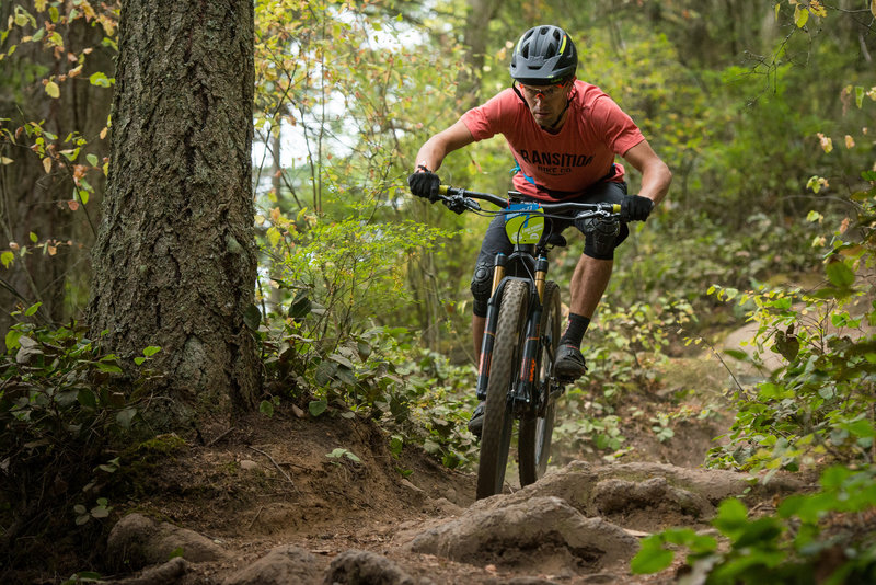 Logan Wetzel navigates the roots along the Lower Ridge Trail during the Cascadia Dirt Cup.