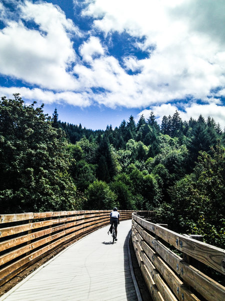 Crossing the Buxton Trestle on the Banks-Veronia State Trail.