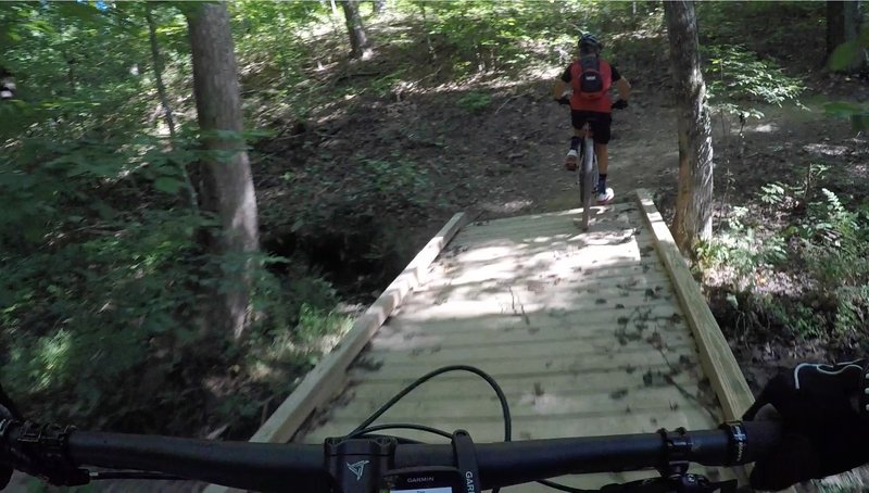 Crossing a bridge on the Murky Marsh loop at Bauxite.