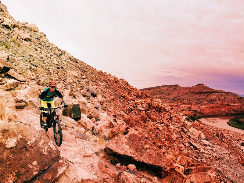 Lion's gets rocky and technical near the Colorado section before opening up to doubletrack.