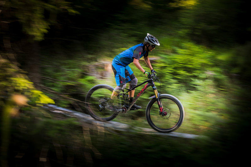 Ghost Bikes ambassador, Tina Lang, blasting down an optional skinny. @JensStaudtFoto