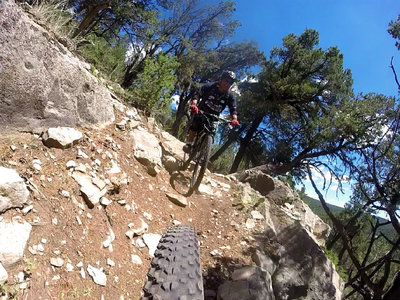 A technical section on Turkey Trot that's best handled going counterclockwise. Climbing up this is a challenge.