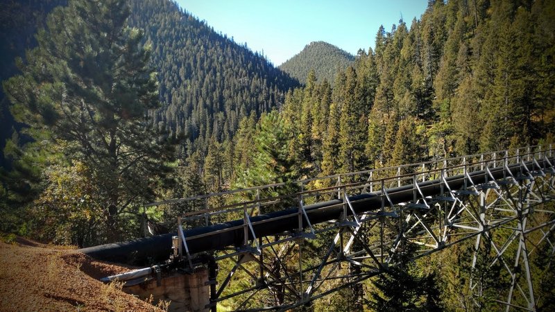 Pipeline bridge at the end of Longs Ranch Road, looking up towards Mary's Mountain.