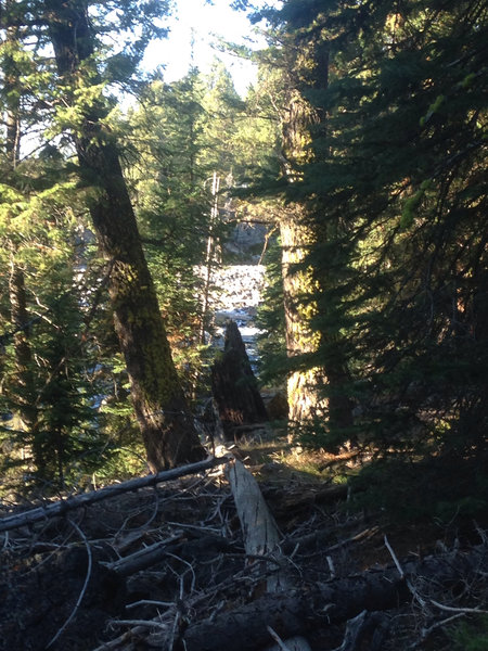 Looking up at the falls after the dam.