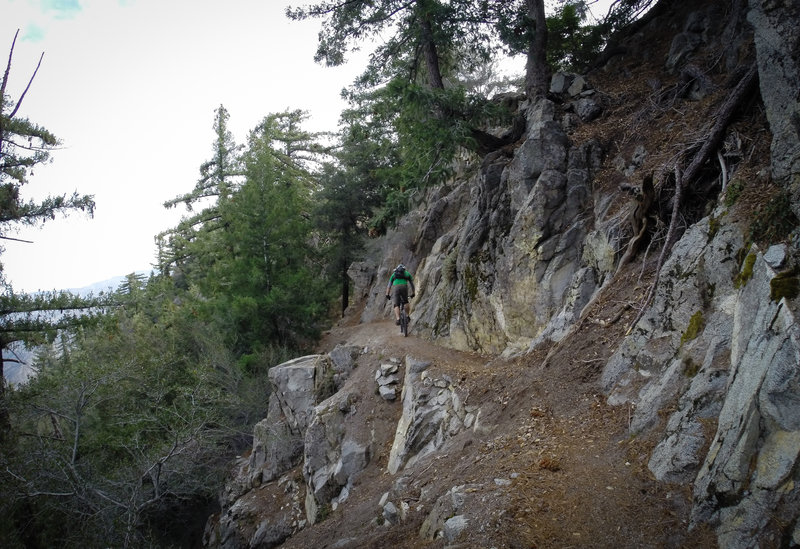 Typical exposure and conditions along upper portion of the trail.