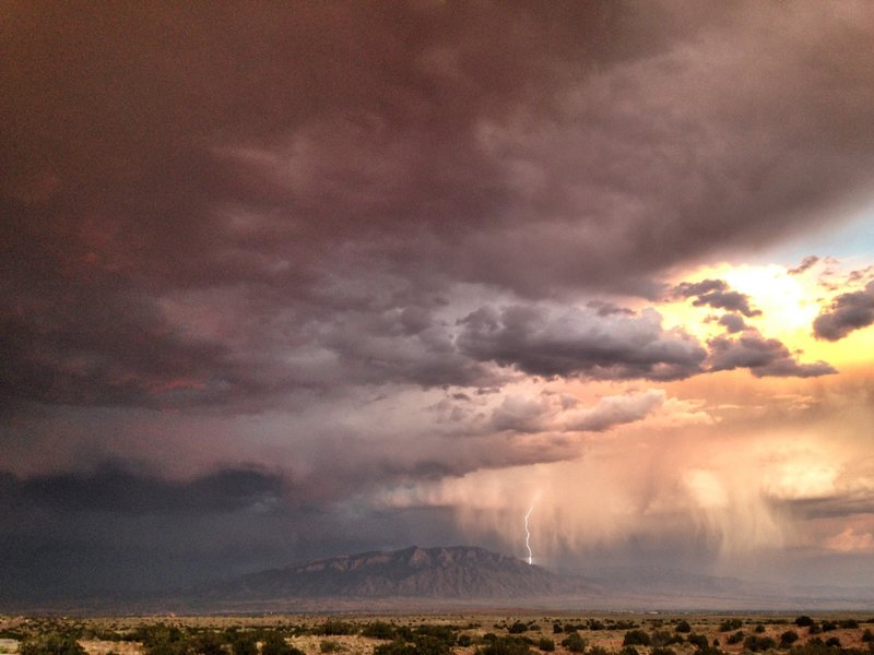 Monsoons unleashing their much needed rain. Viewed from Mariposa Fat Bike Trails in New Mexico
