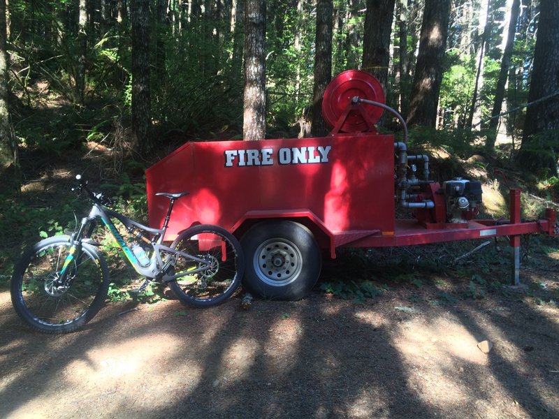 Late in the season, you'll see these back-up water vessels along main forest roads. Be fire safe!