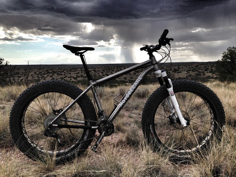 Monsoon season in New Mexico. Best time to ride the Mariposa Fat Bike Trails is after a light monsoon rain.
