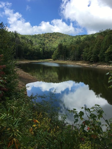 View from the dam end of Birchfield Camp Lake at 3,885 feet.