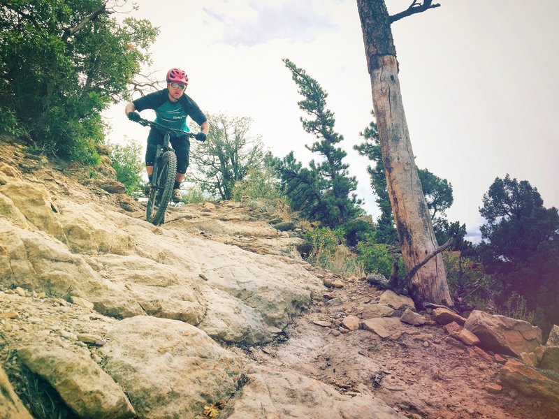 The last rocky section on Dakota Ridge before you hit the lower parking lot