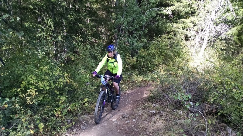 Riding along the Lake Trail.