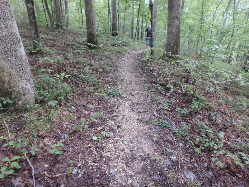 Lower Section of the trail is gravel-armored singletrack. Eventually the whole trail will be gravel armored.