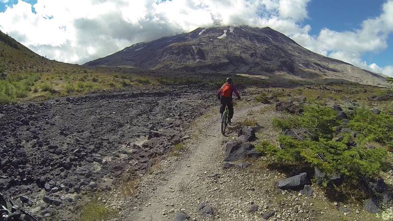 Passing alongside some lava flow heading towards Mount St. Helens.