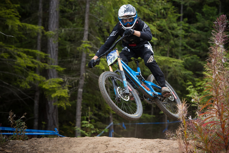 Kasper Dean scrubs some speed during his race run on White Knuckle.