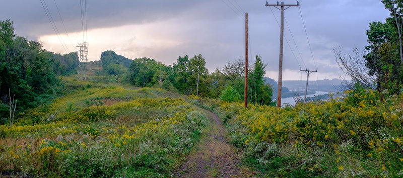 Hays Woods Trail with views of Pittsburgh and the Monongahela River.