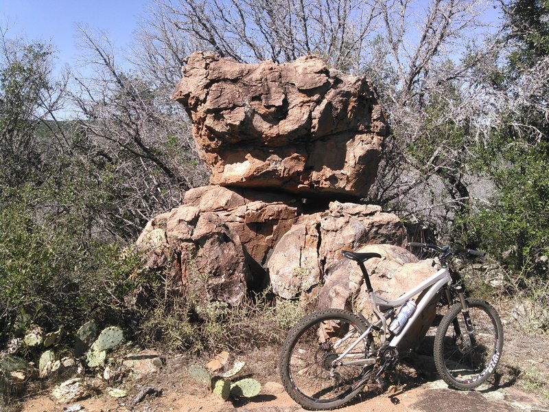 Stacked boulders of 1.2 billion year old Valley Spring Gneiss (nice) along the Upper Loop.
<br>
Yes billion with a "B"!