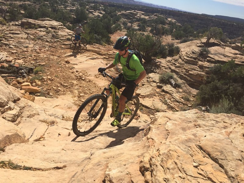 Cranking up a particularly steep section of the Hotel Rock Trail.