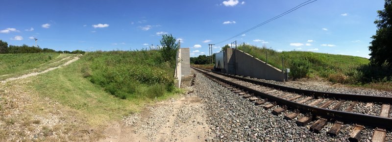 Use caution crossing the tracks.