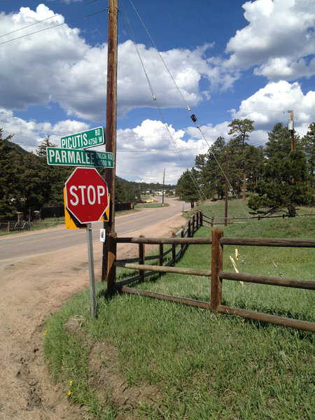 Get your roadie on as you turn right onto Rt. 74/Parmalee Gulch Rd.