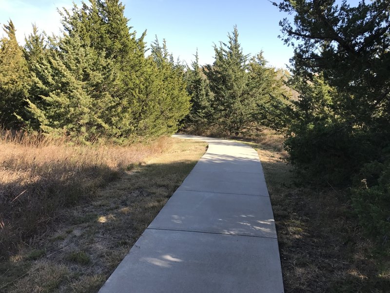 Paved switchbacks down the hill.