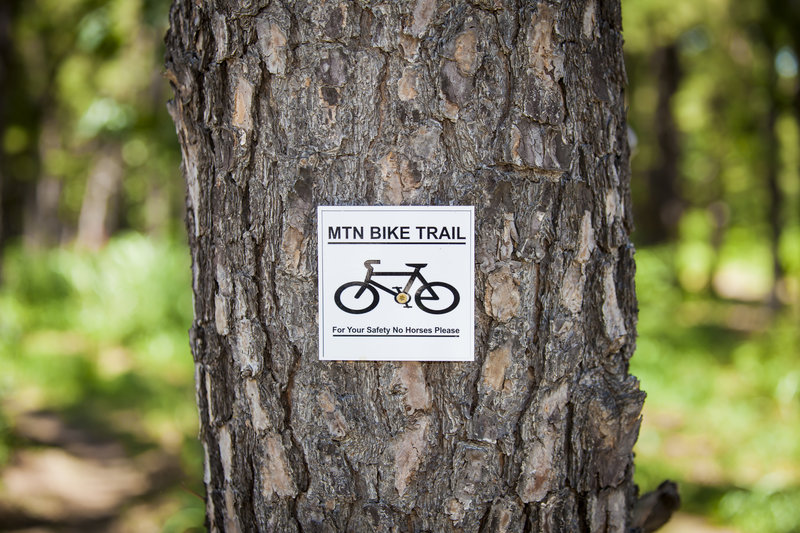 Trail signs mark the route.