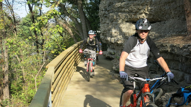 Cruising the "Bluff Bridge" along Hwy 71.  Great example of integrating wood with a limestone rock bluff.  Incredible!