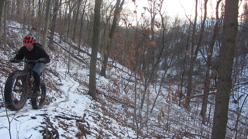 Fat bike on snow covered trail