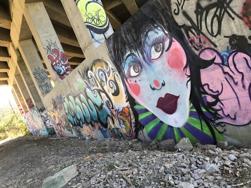 Street art under East-West Connector in Capitol View Park.