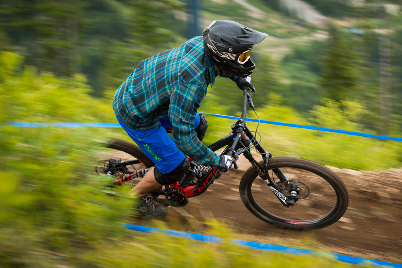 Bombing and carrying speed at Silver Mountain Bike Park.