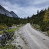 Stopping for a moment to enjoy the views and the solitude on the 17-mile descent along the Gaistalbach stream.