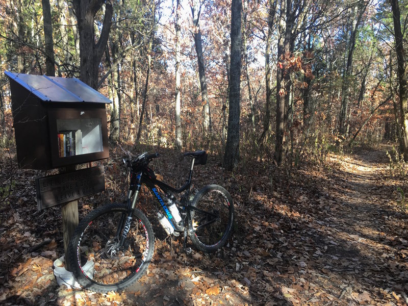 First time I have ever seen one of these little libraries along side a MTB trail, but hey- why not?